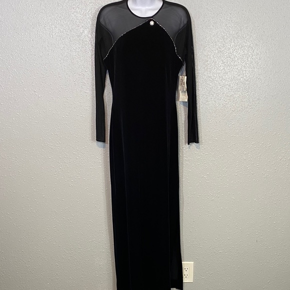 🆕 VNTG 90’s Night Way from Nordstroms Black Velvet Long Sleeve Dress - Picture 1 of 9
